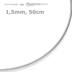 1,5mm Halsreif Omegareif Omegakette Collier 750 Gold Weißgold 50cm abschraubbar