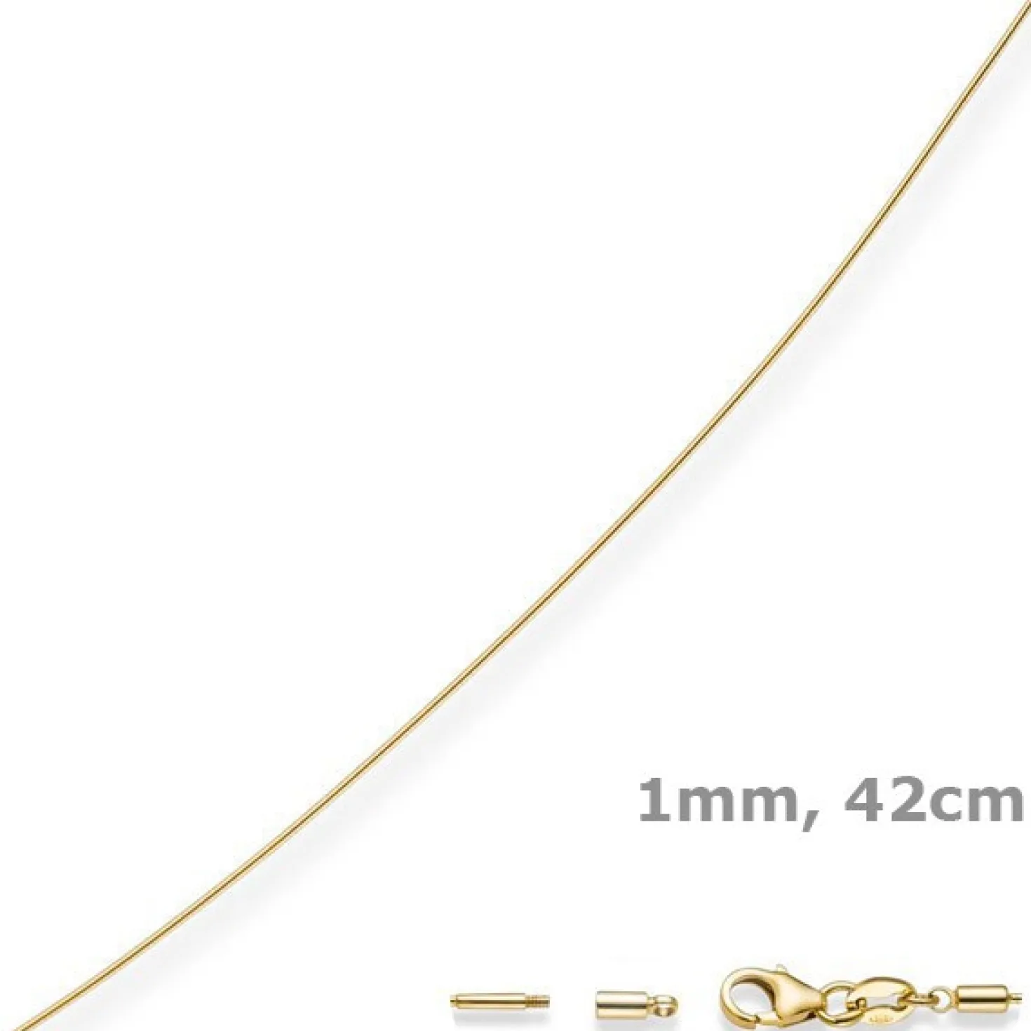 1mm Halsreif Omegareif Omegakette 750 Gold Gelbgold Goldkette 42cm abschraubbar