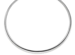 6mm Halsreif Omegareif Omegakette, 585 Gold Weißgold, flach, massiv, 50cm