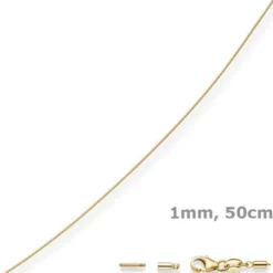 1mm Halsreif Omegareif Omegakette 585 Gold Gelbgold Goldkette 50cm abschraubbar