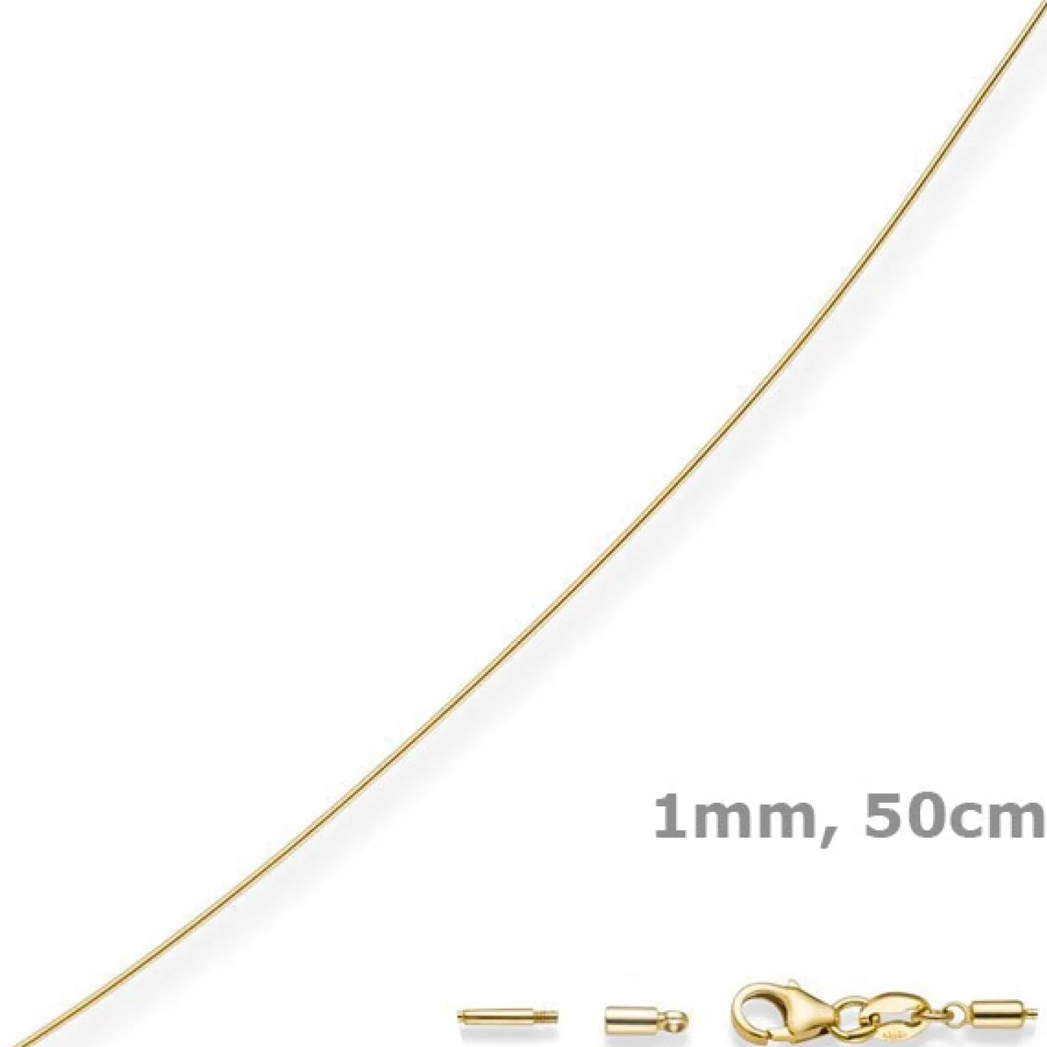 1mm Halsreif Omegareif Omegakette 585 Gold Gelbgold Goldkette 50cm abschraubbar