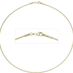 1,5mm Halsreif Reif Kette Collier, 333 Gold Gelbgold, Omegakette, 45cm