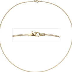 1,1mm Halsreif Reif Kette rund, 585 Gold Gelbgold, 50cm