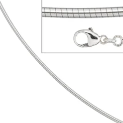 1.1mm Halsreif Reif Kette rund, 585 Weißgold Gold, 50cm