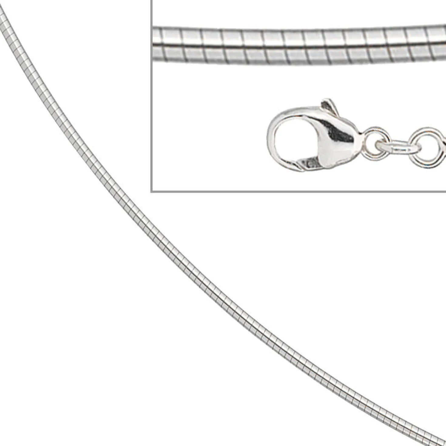 1.1mm Halsreif Reif Kette rund, 585 Weißgold Gold, 50cm