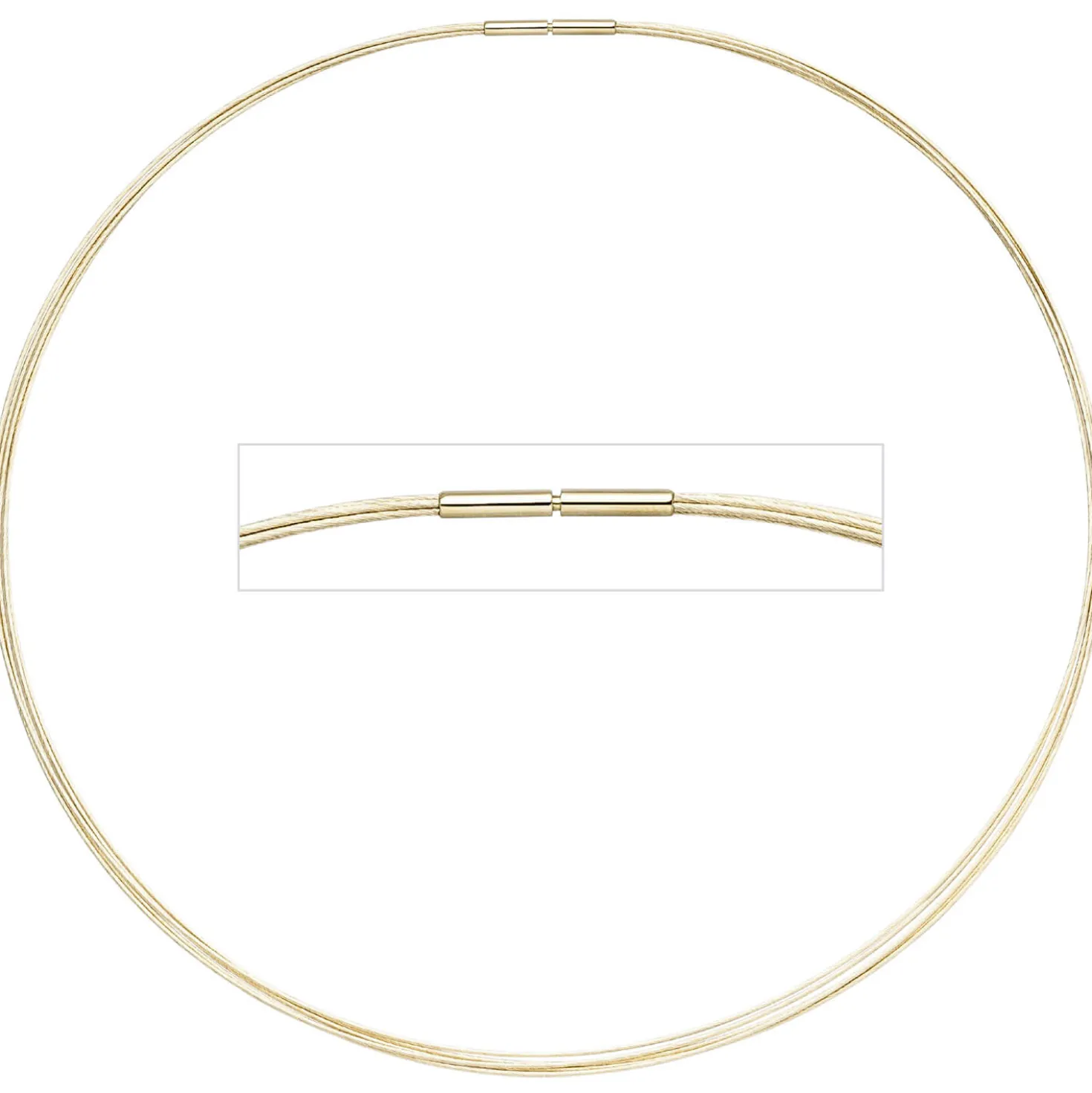 1,4mm Halsreif 5-reihige Halskette aus 585 Gold Gelbgold Halsschmuck, 42cm