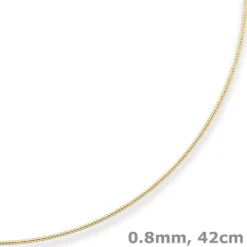 0,8mm Halsreif Tondakette Collier Omegareif Halskette aus 585 Gold Gelbgold 42cm