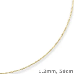 1,2mm Halsreif Tondakette Collier Omegareif aus 333 Gold Gelbgold 50cm