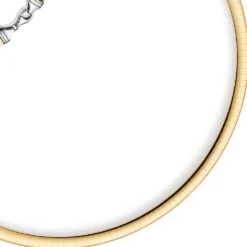 4mm Halsreif Wendeomegareif Collier flach, 585 Gold Gelbgold & Weißgold 45cm