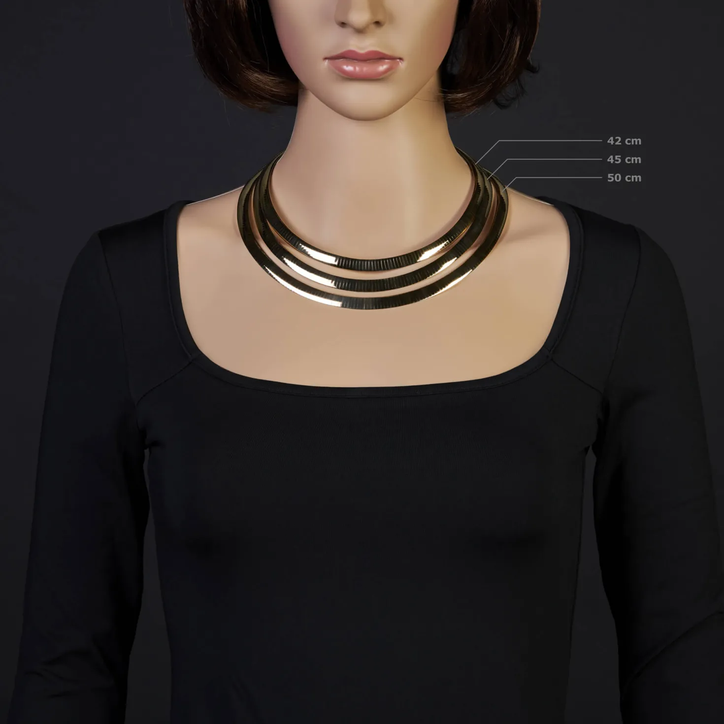 8mm Halsreif Wendeomegareif Collier flach 750 Gold Gelbgold & Weißgold 50cm Damen