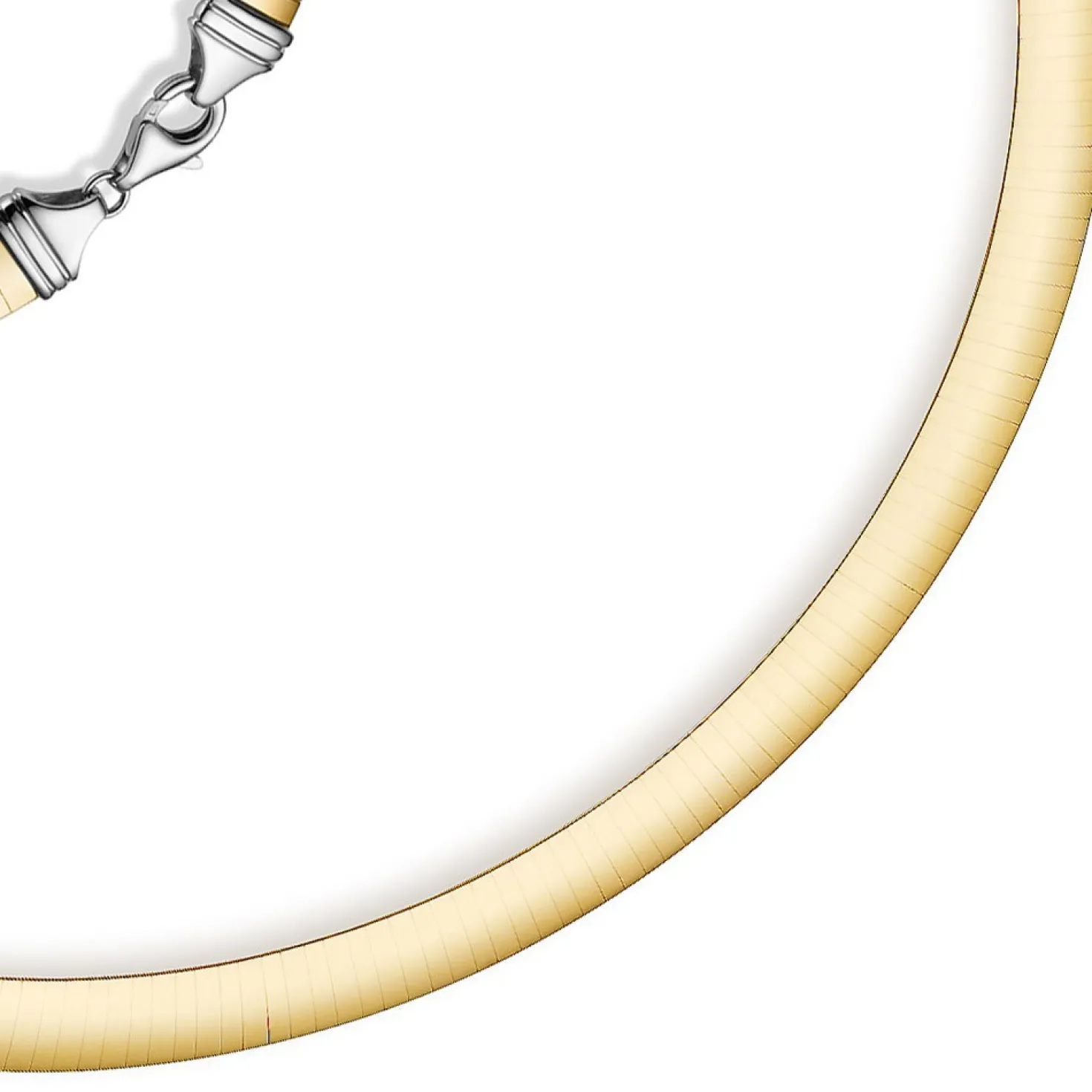 8mm Halsreif Wendeomegareif Collier flach, 585 Gold Gelbgold & Weißgold 50cm