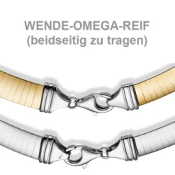 8mm Halsreif Wendeomegareif Collier flach 750 Gold Gelbgold & Weißgold 45cm Damen