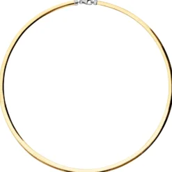 4mm Halsreif Wendeomegareif Collier flach 750 Gold Gelbgold & Weißgold 50cm Damen