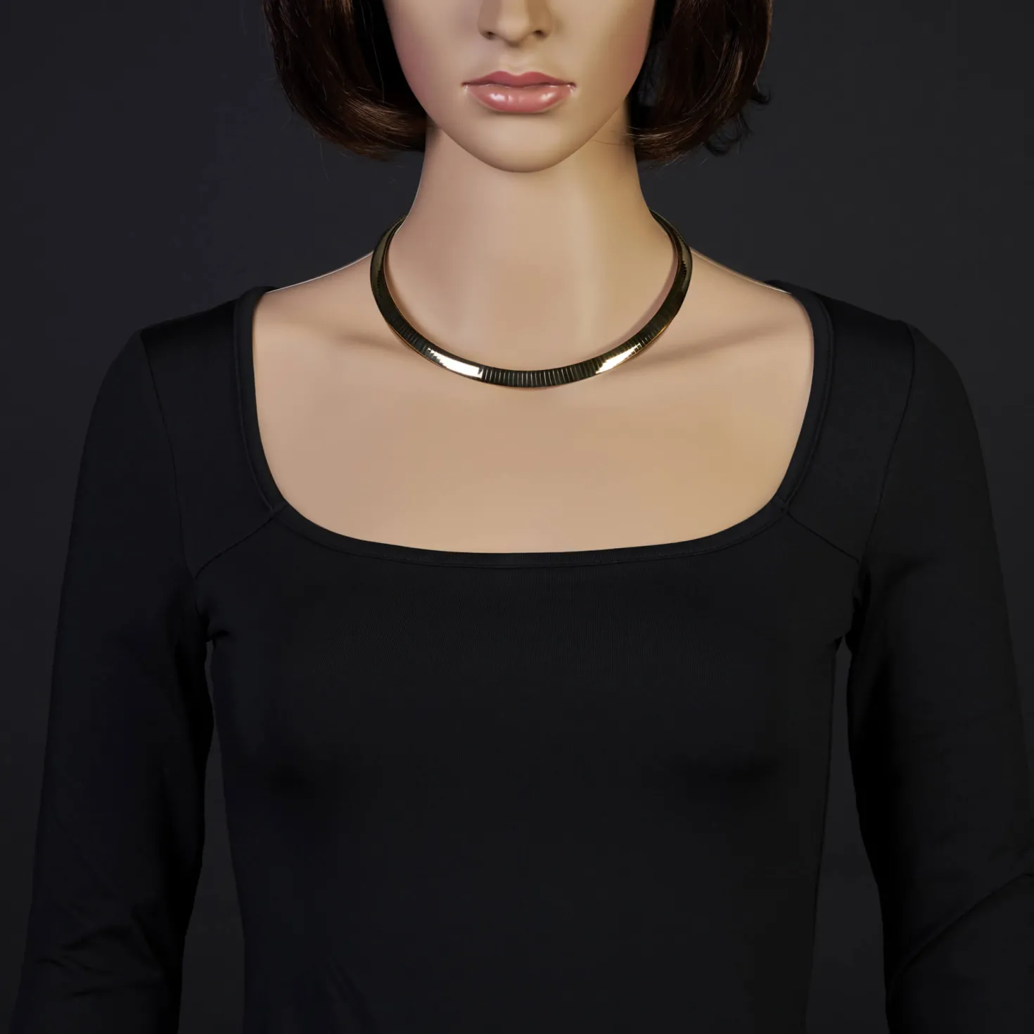 8mm Halsreif Wendeomegareif Collier flach, 585 Gold Gelbgold & Weißgold 42cm