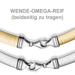 8mm Halsreif Wendeomegareif Collier flach, 585 Gold Gelbgold & Weißgold 42cm