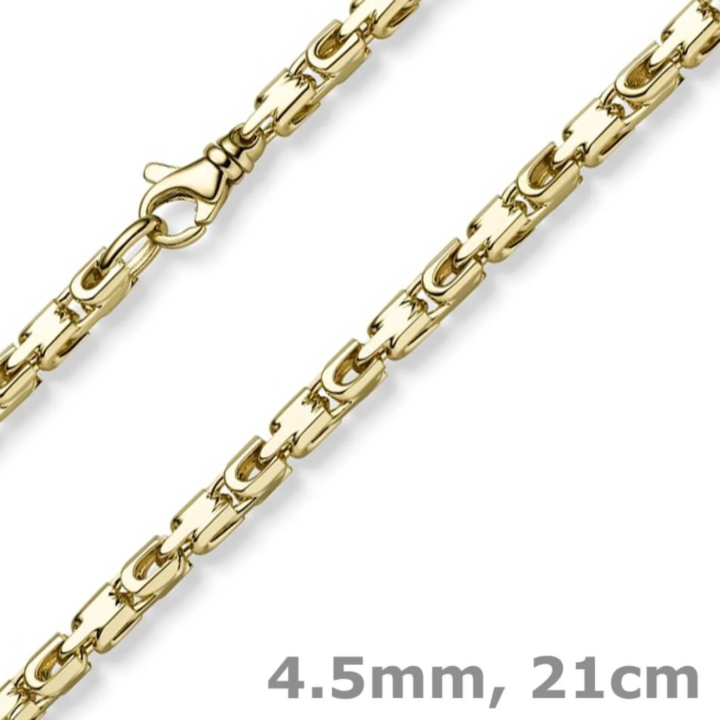 4,5mm Herren Armband Armschmuck Armkette aus 585 Gold Gelbgold 21cm