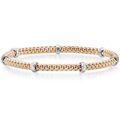 4mm Himbeer-Armband mit Rollo elastisch 585 Gold Weißgold Rotgold stretch