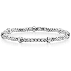 4mm Himbeer-Armband mit Rollo elastisch 585 Gold Weißgold stretch