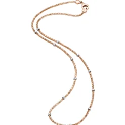 1,5mm Himbeer Collier Halskette aus 585 Rotgold mit Rollos aus 585 Weißgold 42cm