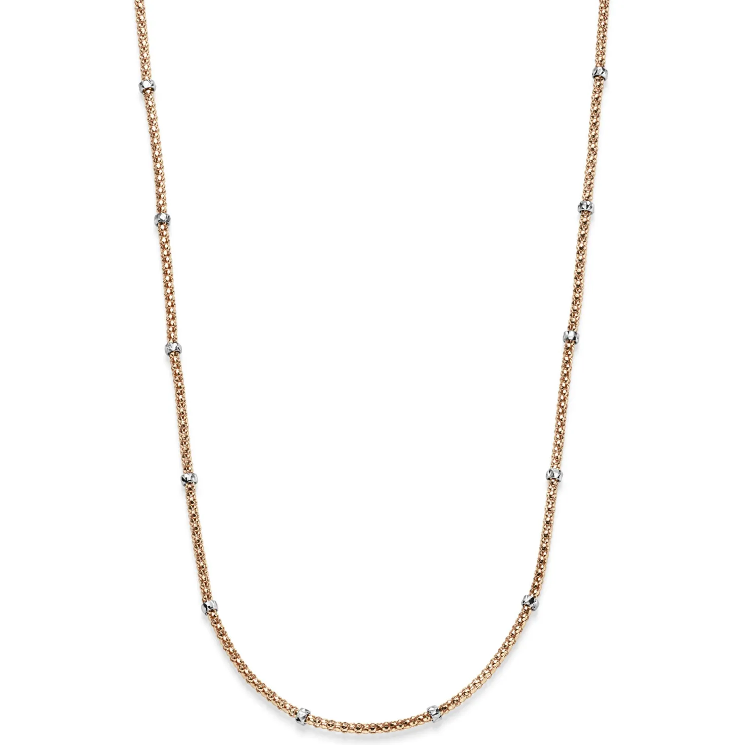 1,5mm Himbeer Collier Halskette aus 750 Rotgold mit Rollos aus 750 Weißgold 45cm