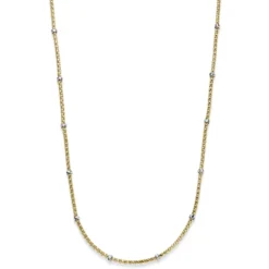 1,5mm Himbeer Collier Halskette aus 750 Gelbgold mit Rollos aus 750 Weißgold 42cm