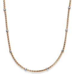 1,5mm Himbeer Collier Halskette aus 585 Rotgold mit Rollos aus 585 Weißgold 45cm