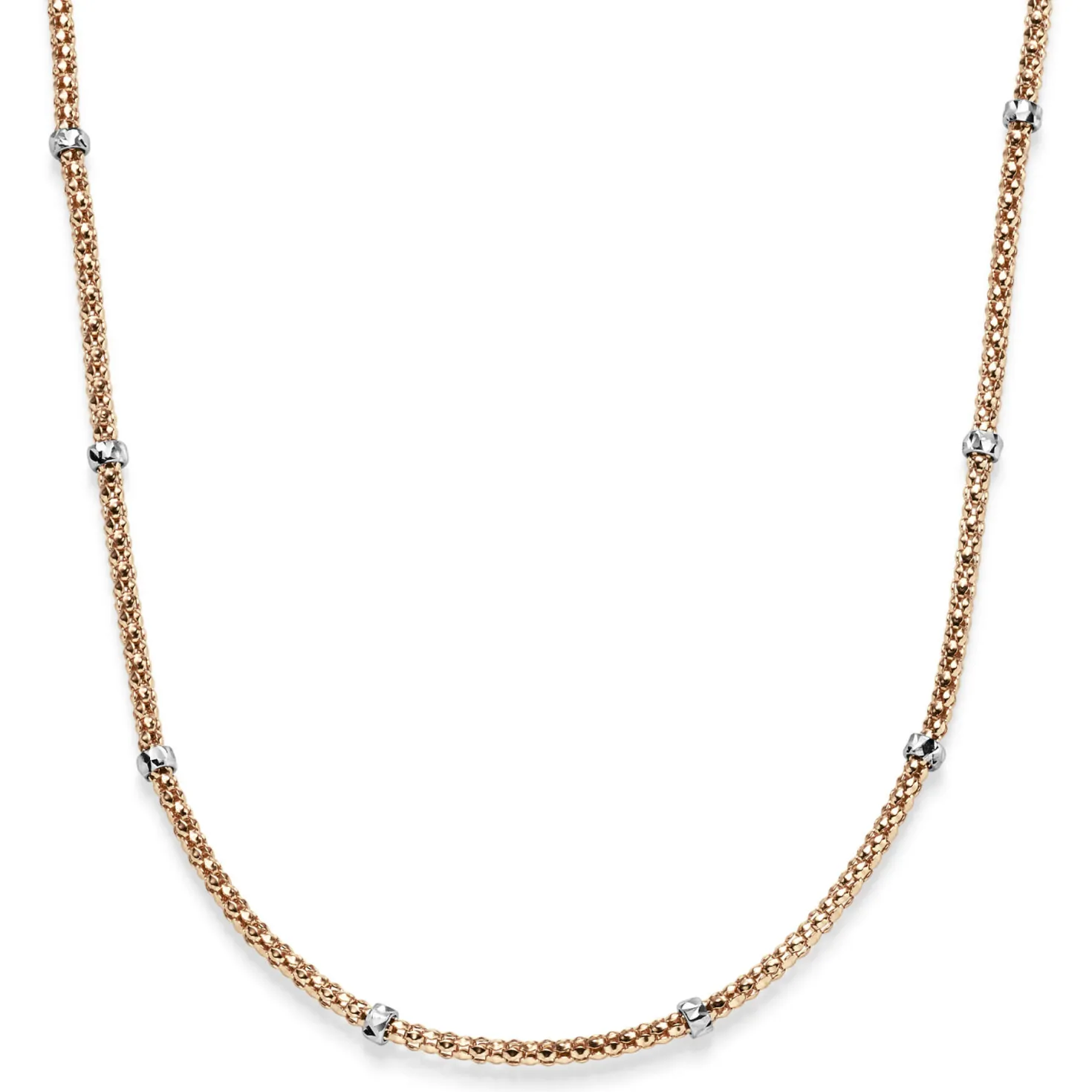 1,5mm Himbeer Collier Halskette aus 585 Rotgold mit Rollos aus 585 Weißgold 45cm