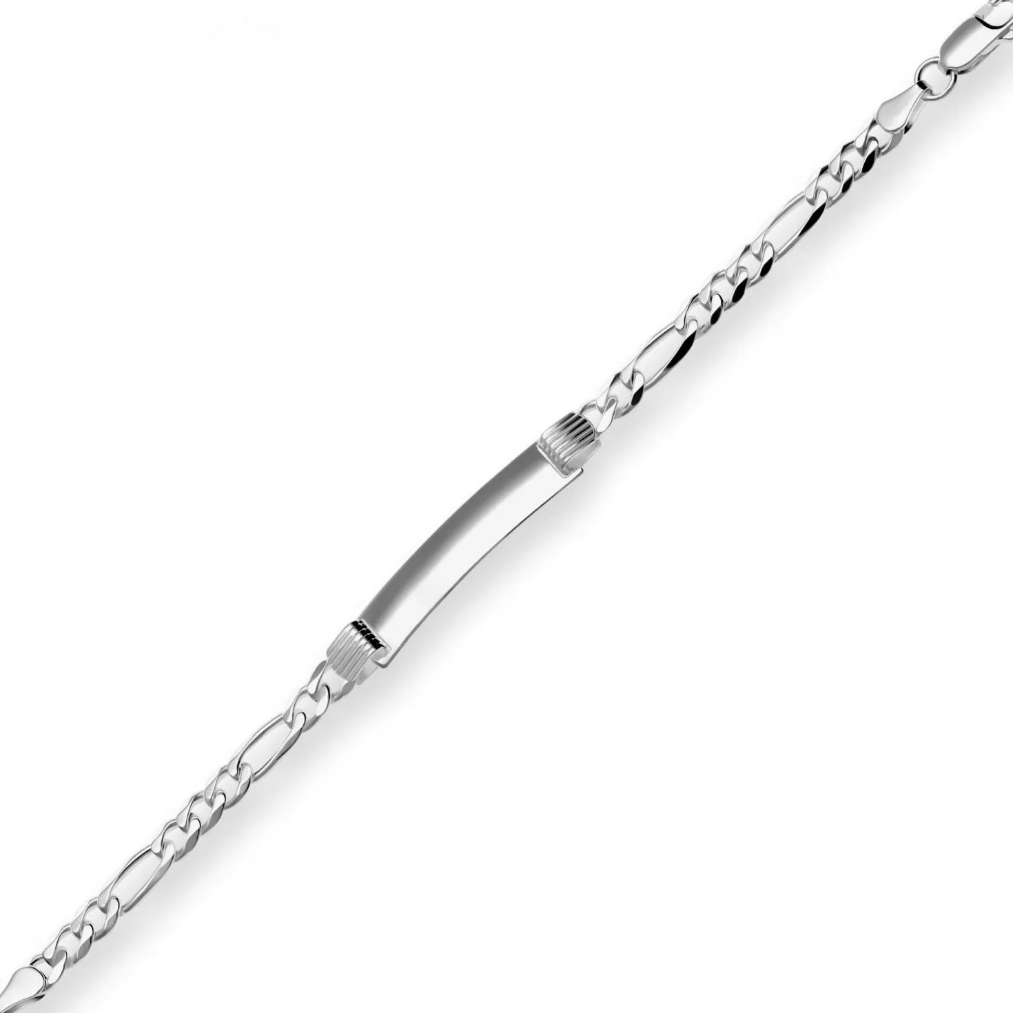 5,7mm Id-Armband Figarokette Armschmuck aus 925 Silber rhodiniert 23cm