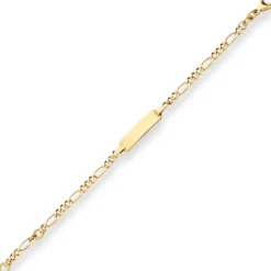 2,8mm Id-Armband Figarokette diamantiert Schildband aus 750 Gold Gelbgold 14cm