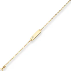 1,5mm Id-Armband Figarokette diamantiert Herz aus 585 Gold Gelbgold 16cm