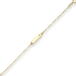 1,5mm Id-Armband Figarokette diamantiert Stern aus 585 Gold Gelbgold 14cm