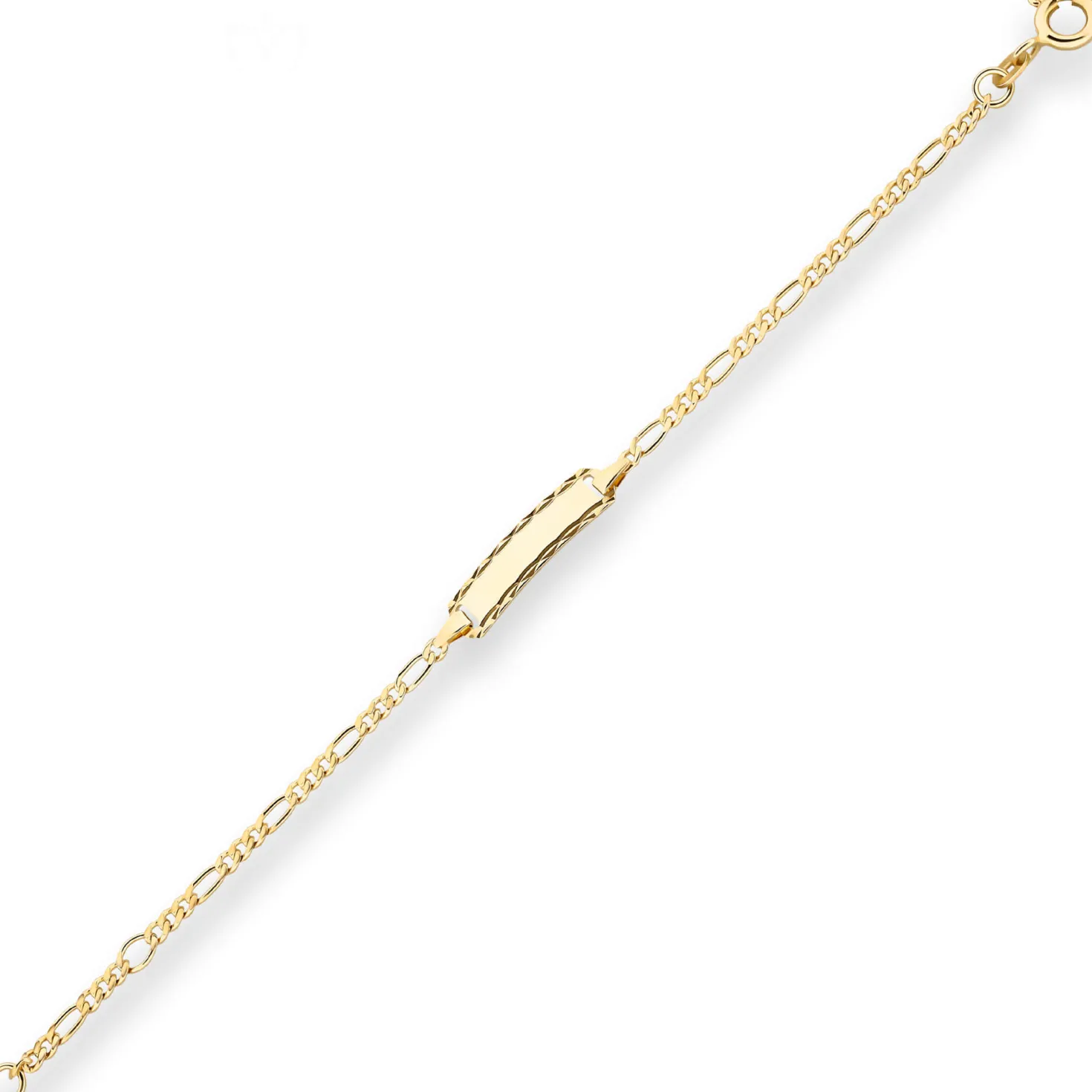 2,1mm Id-Armband Figarokette diamantiert Schildband aus 585 Gold Gelbgold 14cm