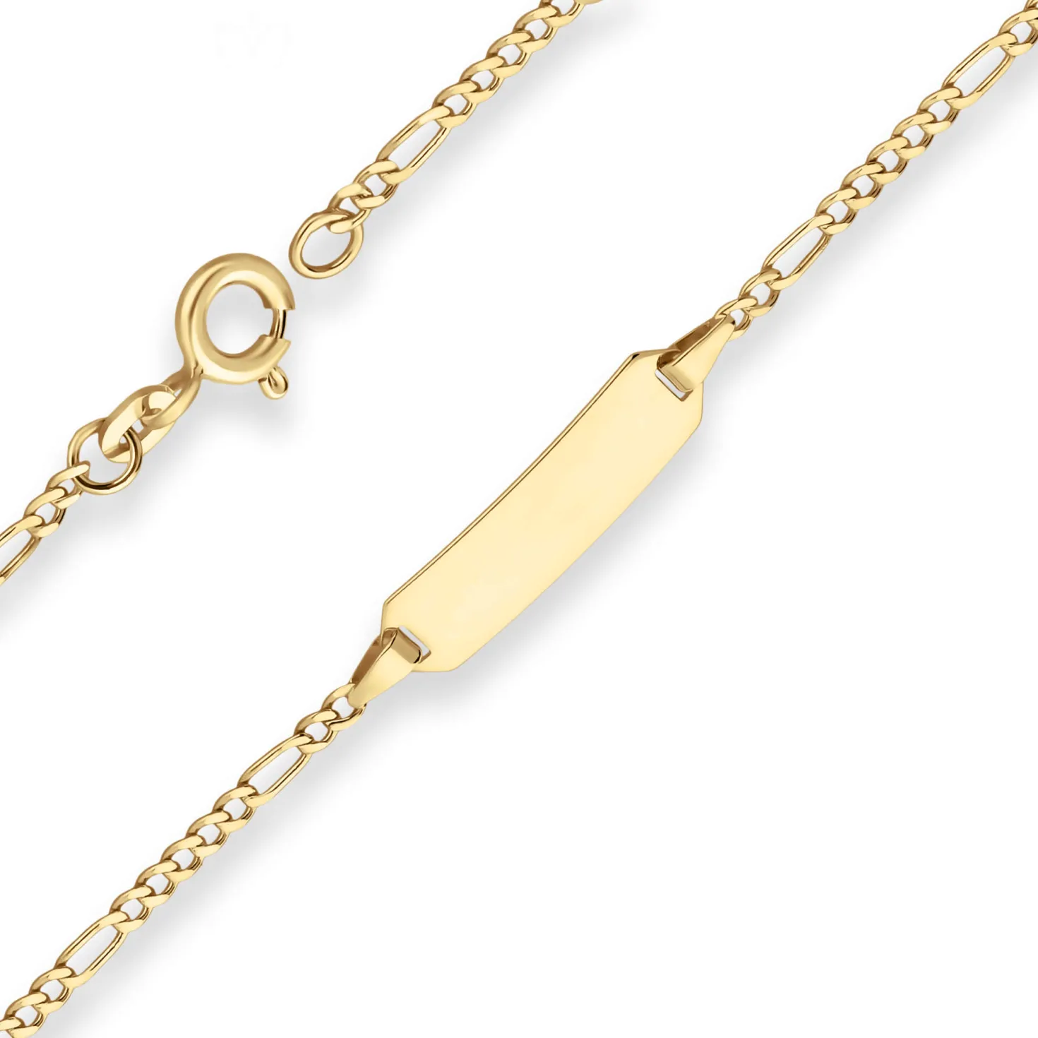 1,9mm Id-Armband Figarokette diamantiert Armschmuck aus 375 Gold Gelbgold 18cm