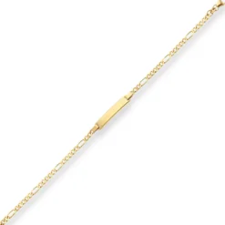 2,9mm Id-Armband Figarokette diamantiert Schildband aus 333 Gold Gelbgold 16cm