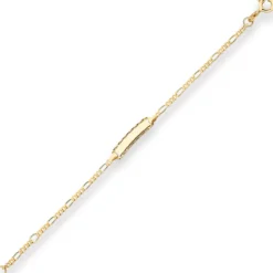 2,1mm Id-Armband Figarokette diamantiert Schildband aus 333 Gold Gelbgold 14cm