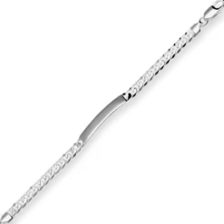 6,5mm Id-Armband Panzerkette Armschmuck aus 925 Silber rhodiniert 23cm