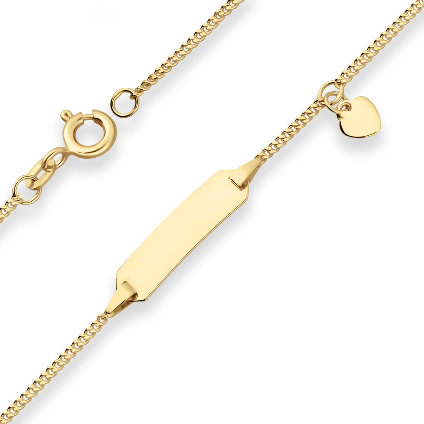 1,4mm Id-Armband Panzerkette mit Herz Armschmuck aus 333 Gold Gelbgold 14cm