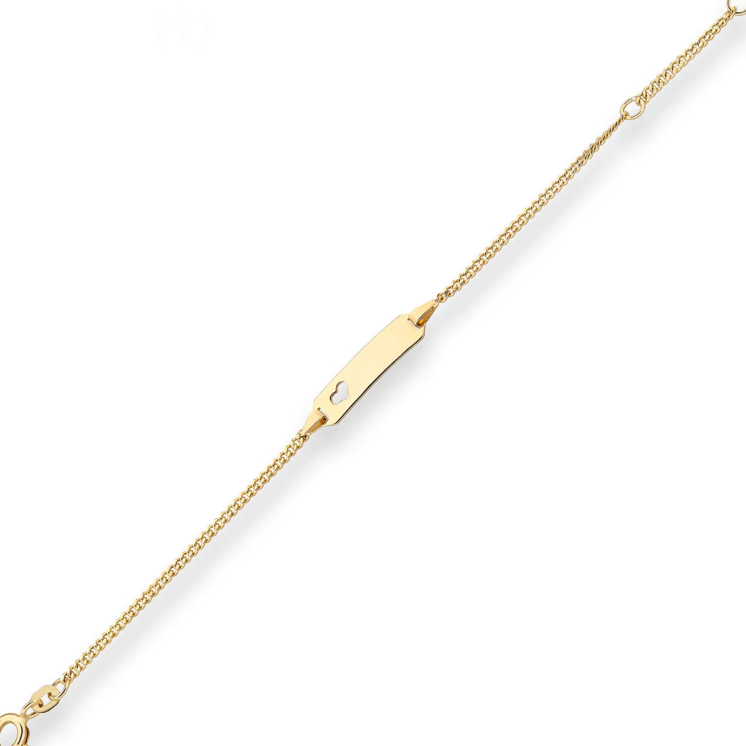 1,7mm Id-Armband Panzerkette Schildband, Herz aus 585 Gold Gelbgold 14cm