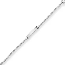 2,4mm Id-Armband Panzerkette Schildband aus 925 Silber rhodiniert 14cm