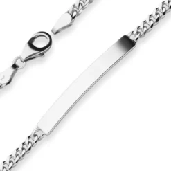 3,8mm Id-Armband Panzerkette Schildband Armschmuck aus 925 Silber 17cm