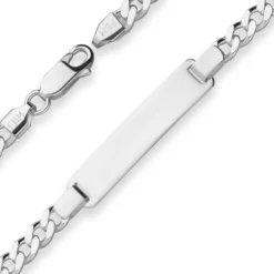 4,7mm Id-Armband Panzerkette Schildband aus 925 Silber matt-glänzend 19cm