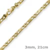 3mm Jeu-Armband Armkette Armschmuck, 585 Gold Gelbgold massiv, 21cm
