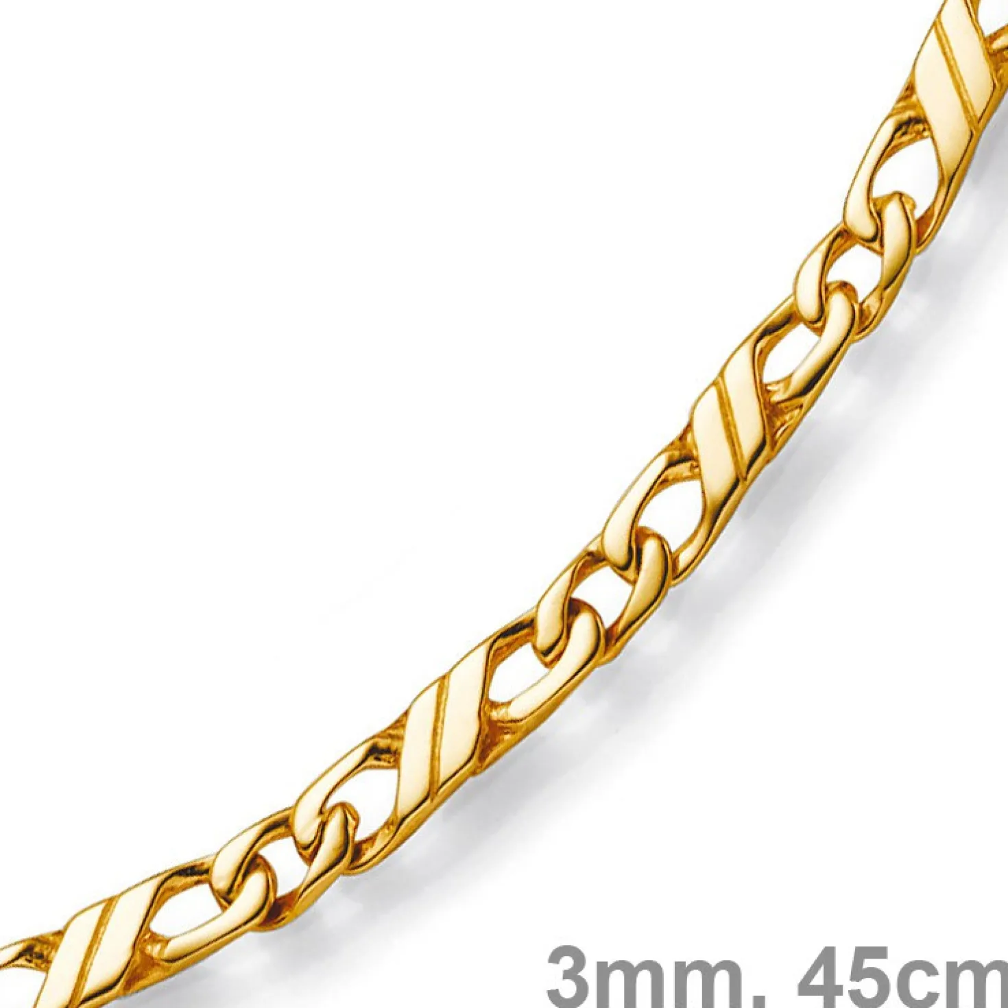 3mm Jeukette Kette Collier Halskette, 585 Gold Gelbgold massiv, 45cm