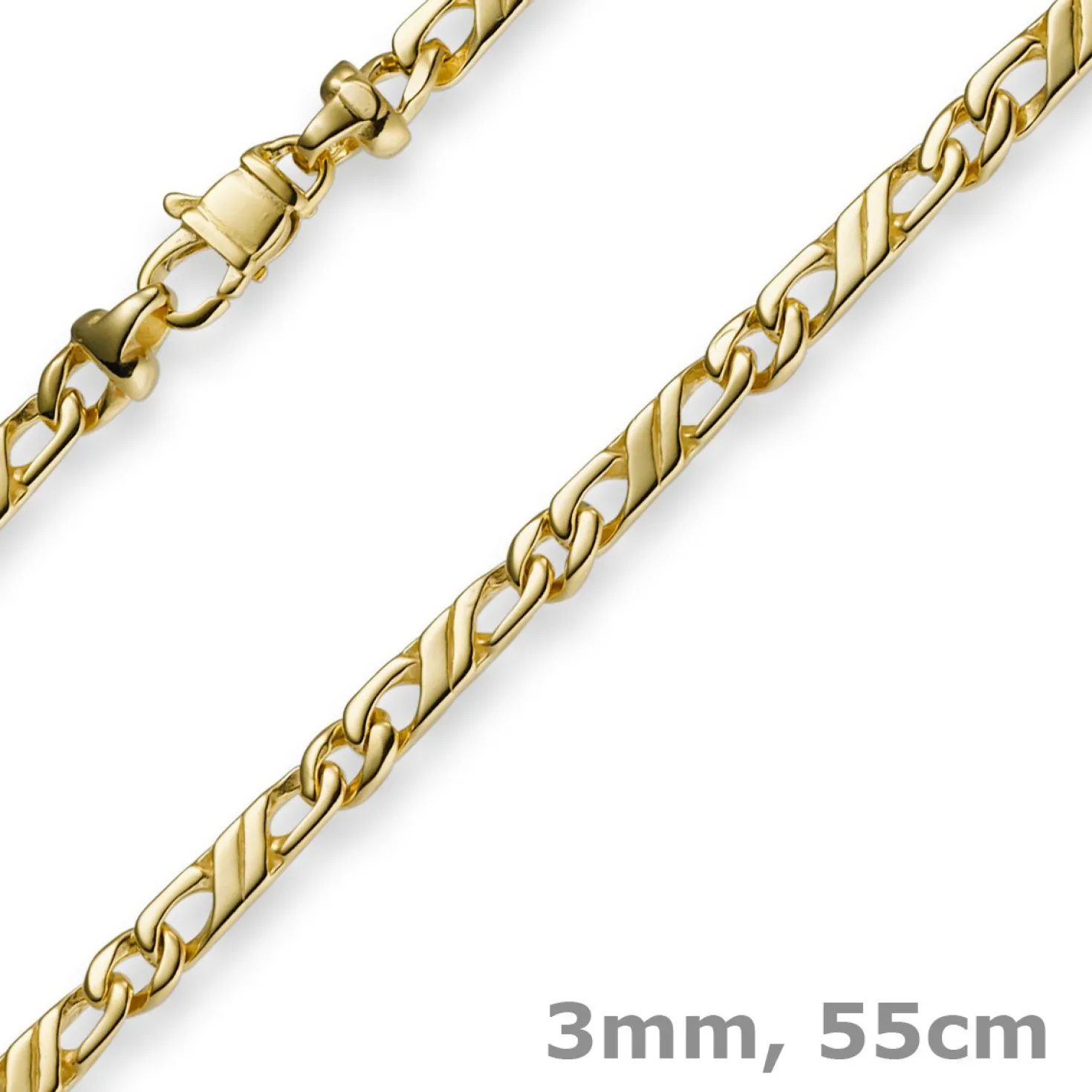 3mm Jeukette Kette Collier Halskette, 585 Gold Gelbgold massiv, 55cm