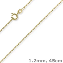 1,2mm Kette Ankerkette Collier aus 750 Gold Gelbgold diamantiert 45cm