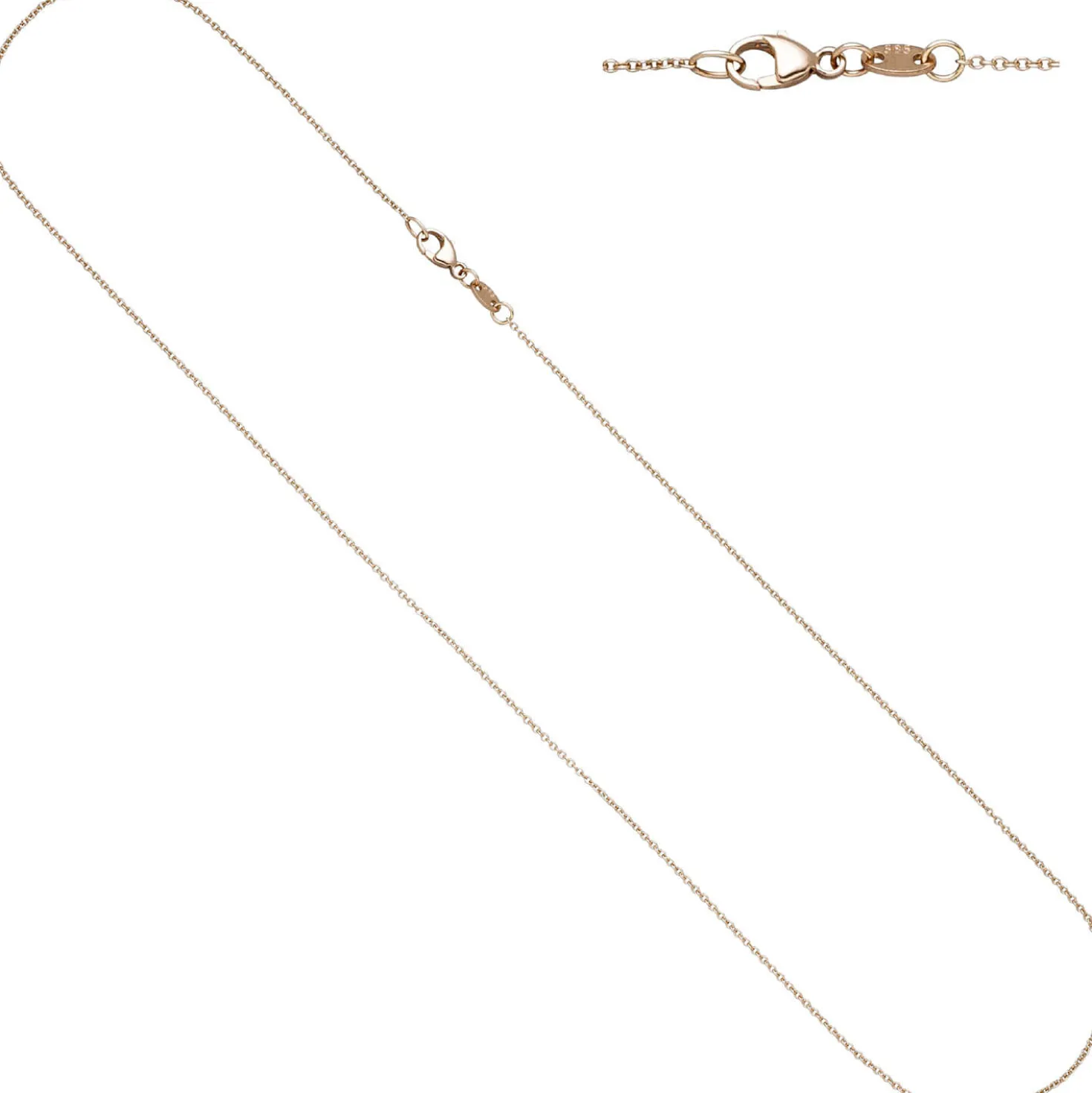 1mm Kette Ankerkette, rund, 585 Gold Rotgold Halsschmuck Rotgoldkette, 40cm