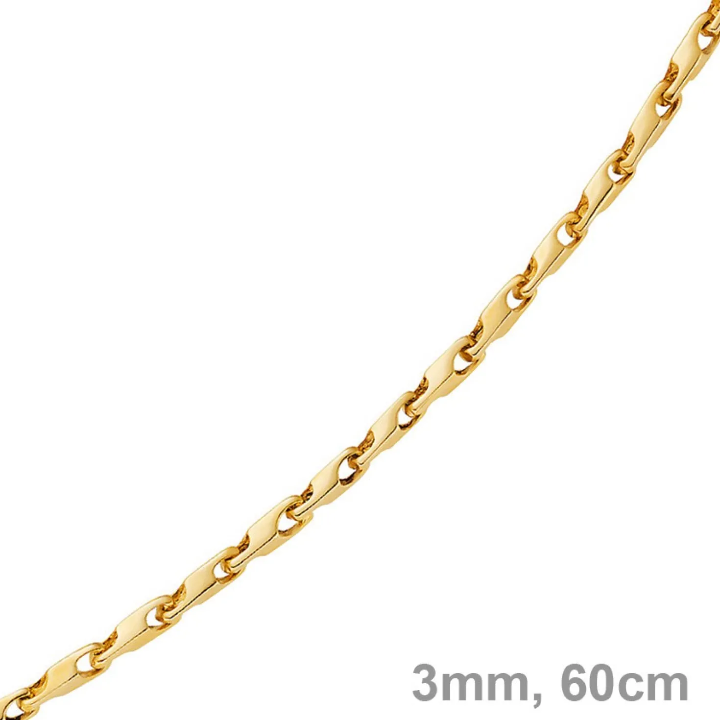 3mm Kette Collier Alainkette aus 585 Gold Gelbgold, 60cm, Unisex