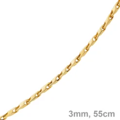 3mm Kette Collier Alainkette aus 585 Gold Gelbgold, 55cm, Unisex