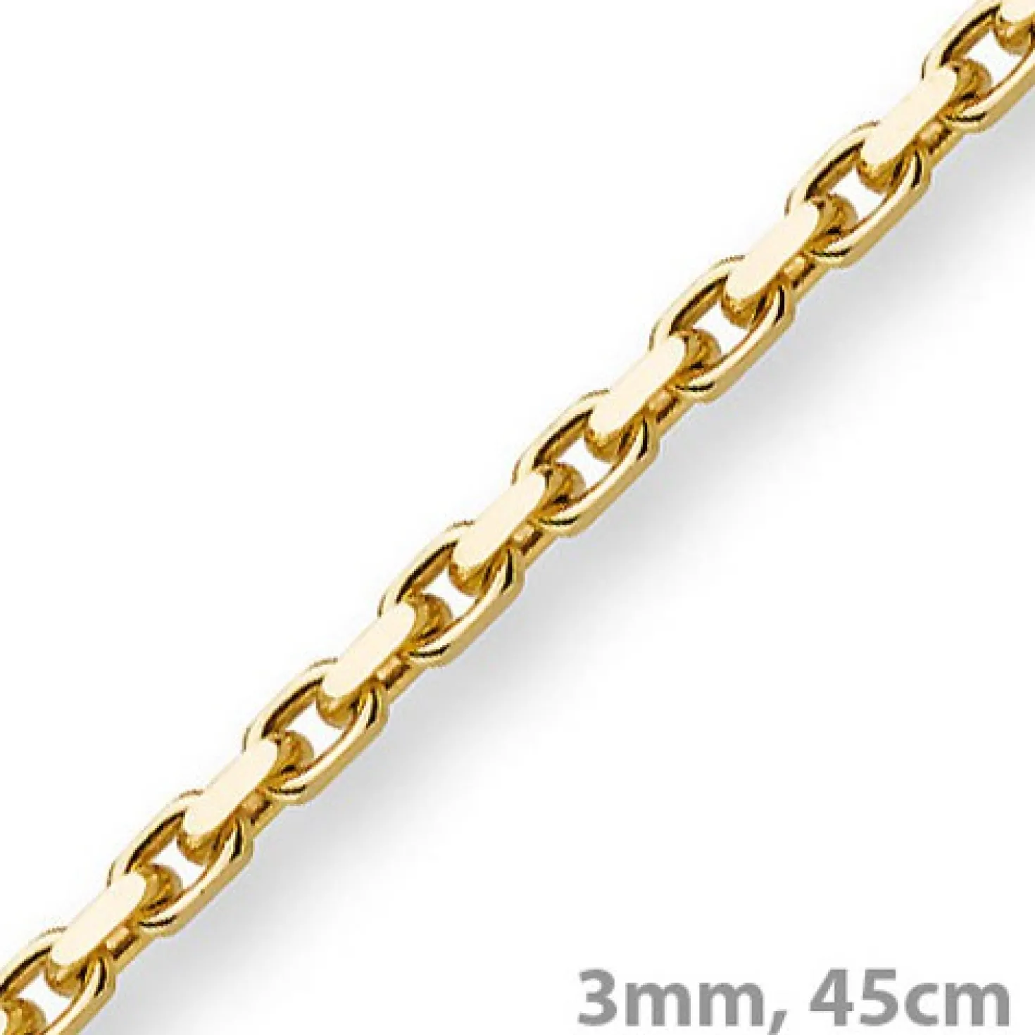 3mm Kette Collier Ankerkette aus 585 Gold Gelbgold, 45cm