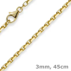 3mm Kette Collier Ankerkette aus 585 Gold Gelbgold, 45cm